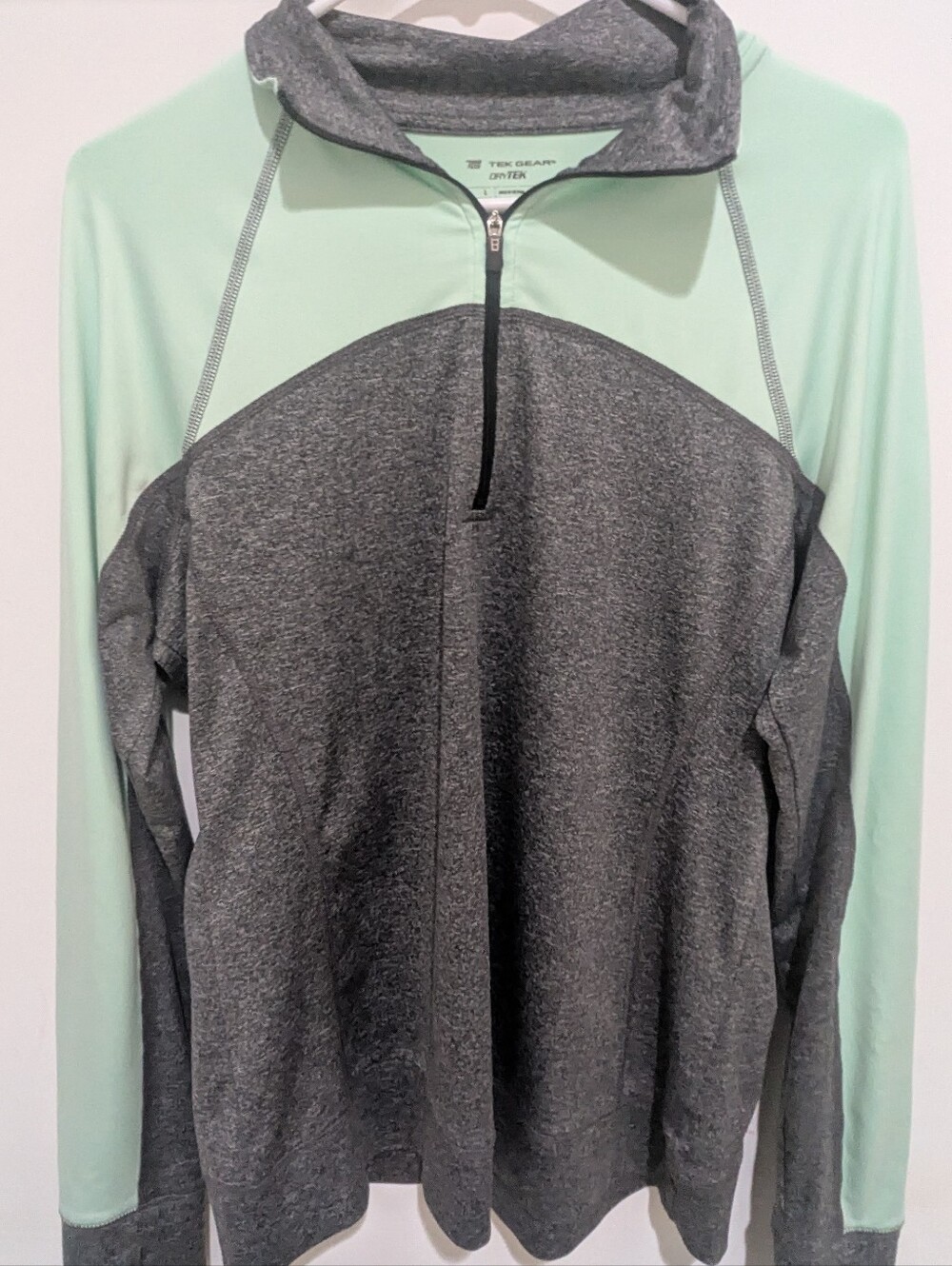 Tek Gear Mint And Charcoal Zip-Front Performance Pullover